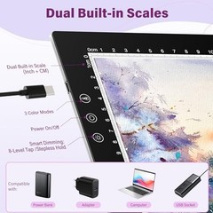 Light Box for Tracing, Light Pad for Diamond Painting with 8 A4 Black