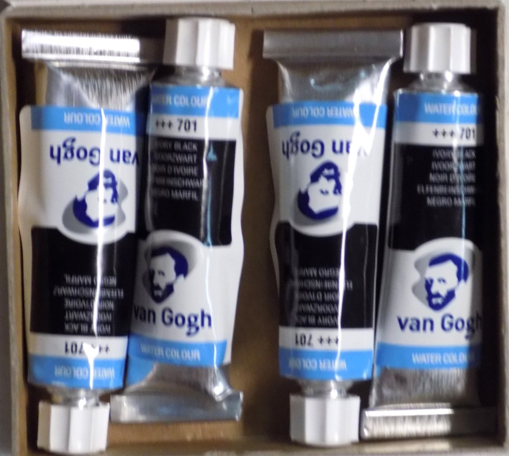 LOT OF 4 Van Gogh Watercolor Paint, 10ml Tube, Ivory Black 701