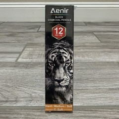 12pc Aenir Black Charcoal Pencils for Artists Drawing Highlighting Sketching