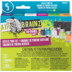 Testors Air Brainz Airbrush Acrylic Set of 6: 4 Fluorescent colors + black/White