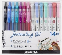 NEW! Zebra Journaling Set 7 Mildliner, 7 SARASA Clip 14ct Fast FREE Ship! WOW!