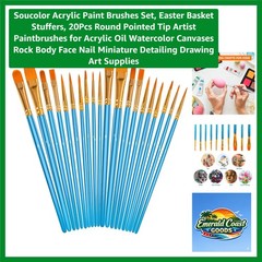 Acrylic Paint Brushes Set, Easter Basket Stuffers, 20Pcs Round Pointed Tip Ar…
