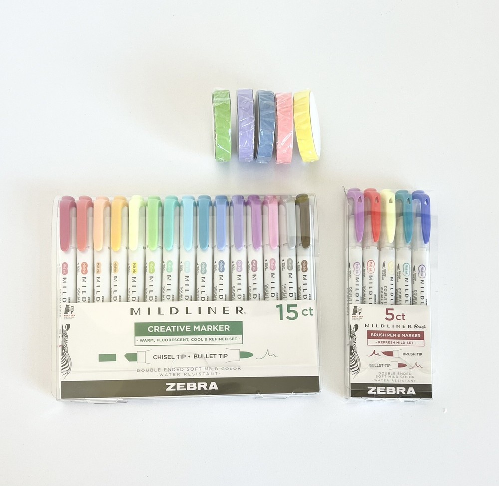 Zebra Mildliner Double Ended Highlighter 15 Count Creative Marker, Brush Pens +