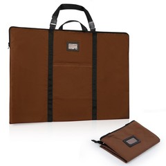 Large Size Art Portfolio Bag with Nylon Shoulder, 24 x 24 x 36 inches, Coffee