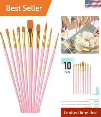 Acrylic Paint Brushes Set, 10 Pack, Round & Pointed Tip | Nylon Hair Artist B…