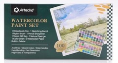 Watercolor Paint Set 100 Colors in Portable Box Travel Watercolor Set with Wa…