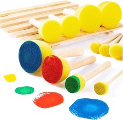 48 Pieces Round Sponges Brush Set, Round Sponge Brushes for Painting, Wooden …