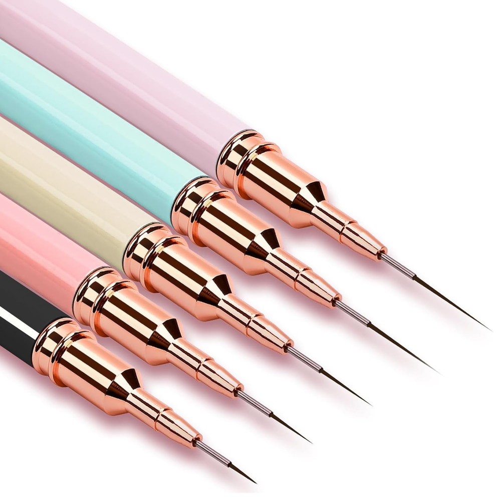 JASSINS Nail Art Liner Brushes, 5Pcs Gel Polish Painting Multicolor