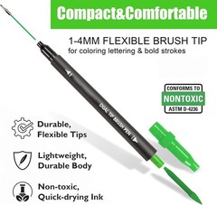 ZZWUAPT Green Double Tip Brush Pens Art Markers,24 Colored Artist Fine Brush…