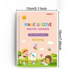 Magic Practice Copybook Set Reusable Calligraphy Writing Pen Preschool Kids 4PC