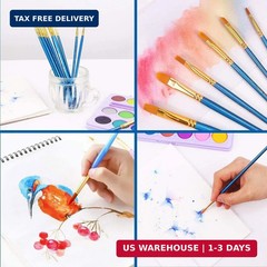 Acrylic Paint Brush Set 10pcs Nylon Hair Watercolor Oil Painting Artist Brushes