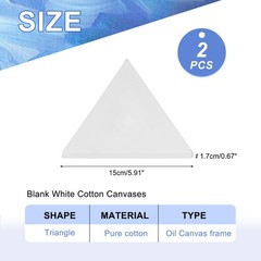 2 Pcs Triangle Stretched Canvas, 6”x6” Pure Cotton Blank Canvas, White