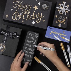 Metallic Markers Pens – Silver and Gold Paint Pens for Black , Glass, Rock Pa…