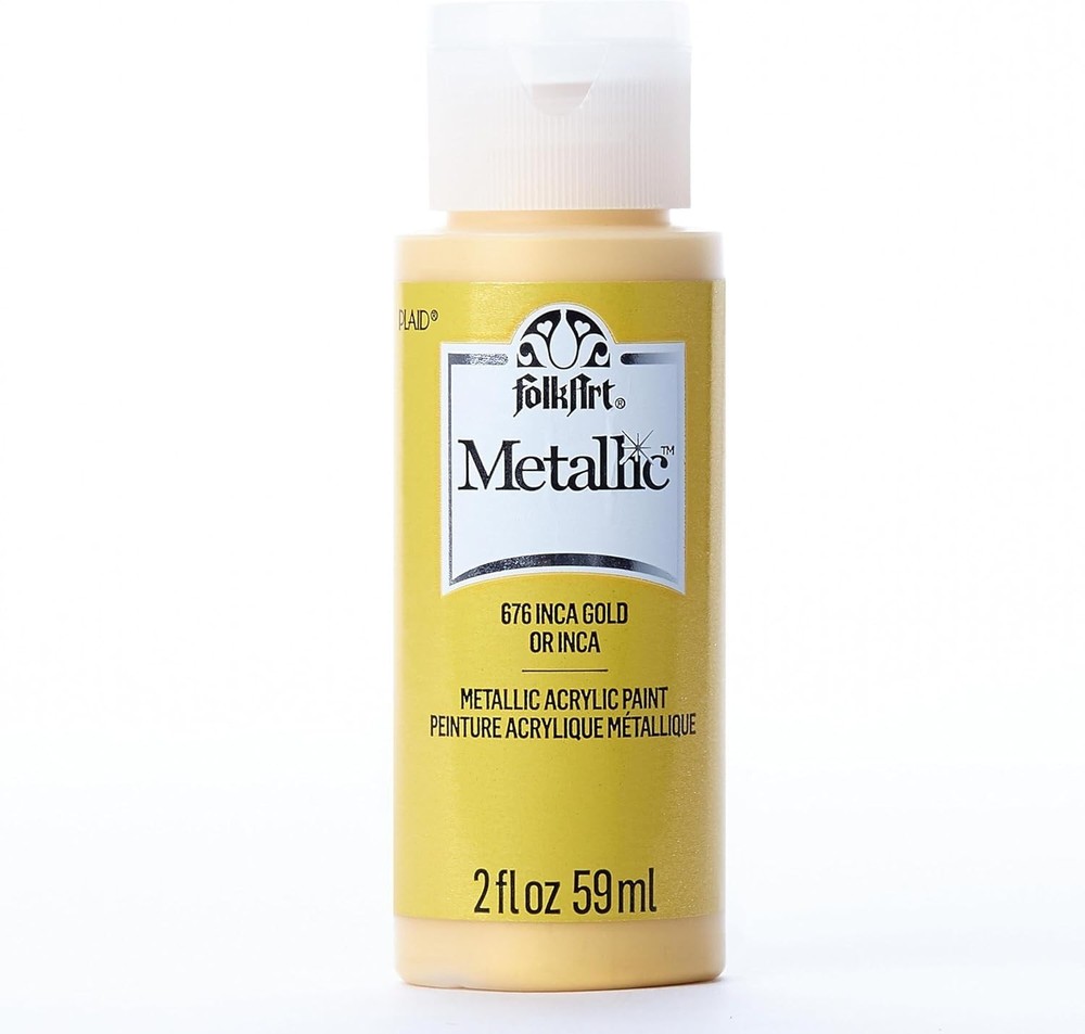 Versatile 2 Oz Inca Gold Metallic Acrylic Paint – Ideal for All Art Projects