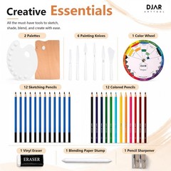DJAR 169-Piece Wooden French Easel Art Painting Kit for With