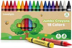 Lovelyjn 18 Colors Jumbo Crayons For Toddlers 1-3 2-4 Non-Toxic Washable Easy