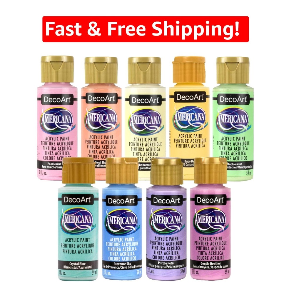 Richly Pigmented Americana Acrylics Set – 9 Bottles of Pastel Craft Paint