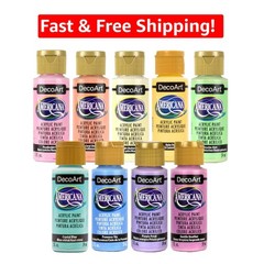 Richly Pigmented Americana Acrylics Set – 9 Bottles of Pastel Craft Paint