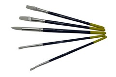 Hobby Five-Brush Set Natural Hair Flat Round Profiles Assorted Sizes 5 PCS