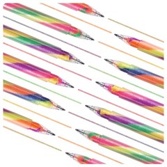 12 PCS Rainbow Glitter Gel Pens Mixing 3 Colors Magic Swirl Ink Art Coloring