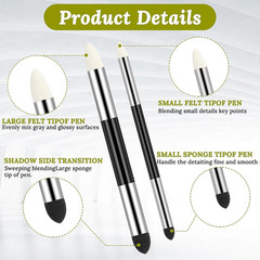 24Pcs Artist Blending Stump Sponge Pen, Double Headed Drawing Art Pencil Sketch