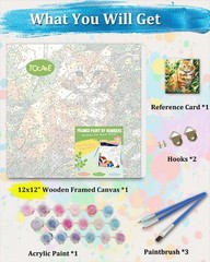 Framed Paint by Numbers Kit for Adults Beginners,12x12inch Orange Cat Paint b…