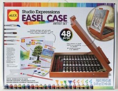 Alex Studio Expressions Easel Case 48 Pc Artist Set Acrylic Water & Oil Paints