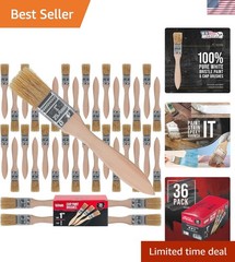 Versatile 36-Pack 1-Inch Wooden Handle Paint and Chip Brushes – Art Essentials