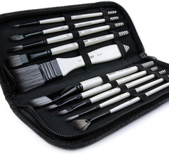 Set 10 Pzs Pinceles Pintura Acrilico Acuarela Oleos y Gouache con Estuche Blanco