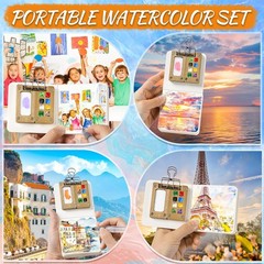12 Color Pocket Watercolor Set with Travel Sketchbook for Artistic Inspiration
