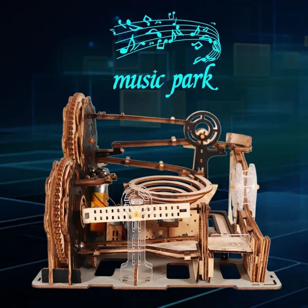 Electric 3D Wooden Puzzles Marble Run Model Kits Brain Teaser Puzzle DIY handmad