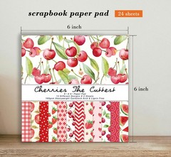 Fruit Scrapbook Paper Pad, 24 Sheets 6 x6 Inch Red Patterned Designed