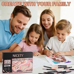 32 Colors Acrylic Paint Markers, Paint Pens Brush Tip Water-Based Acrylic Mar…