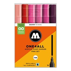 Molotow One4All Acrylic Marker 227HS Pink Set (6 Markers) – 4mm Tip