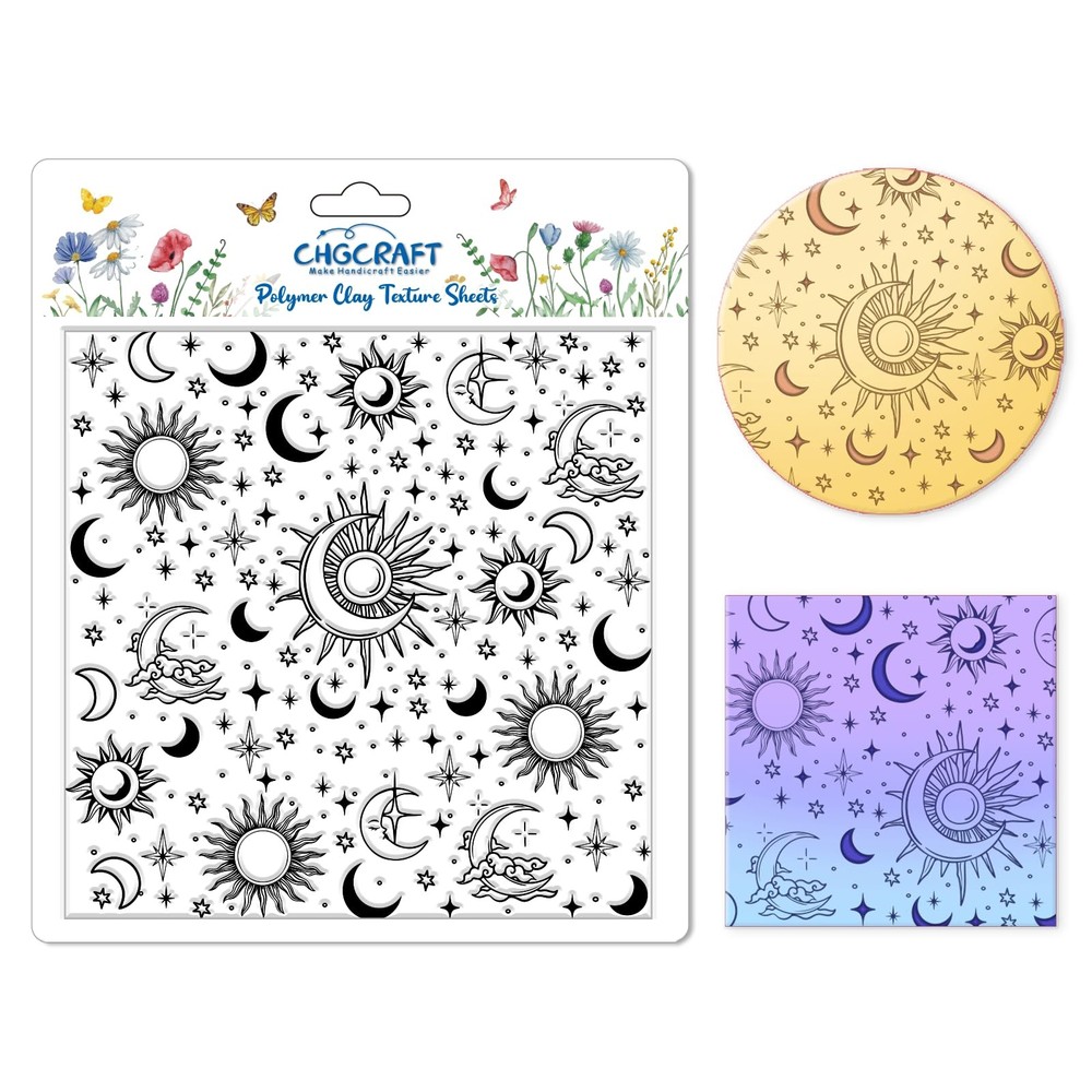 Sun and Moon Polymer Clay Texture Sheets Divination Pattern Silicone Texture …