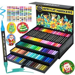 Amamao 176 Colors Acrylic Paint Markers Pens 1 Count (Pack of 88), 176 colors