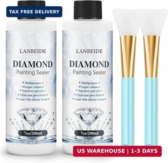 LANBEIDE Updated Diamond Painting Sealer 200ML with Silicone Brush 2 Packs, 5D D