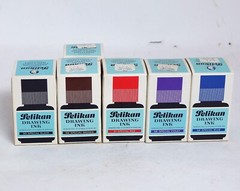Pelikan Drawing Ink 29ml Bottles Black Brown Red Blue Violet Vintage