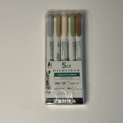 Zebra Mildliner Double Ended Marker Bold & Fine Point 5ct -Neutral- Journal NEW