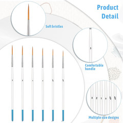 6 Pcs Script Liner Brushes Fine Detail Paint Brushes for Models & Art