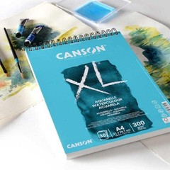 CANSON XL Watercolour 300gsm A4 Paper, Cold Pressed, Spiral Pad Short Side, 30 W