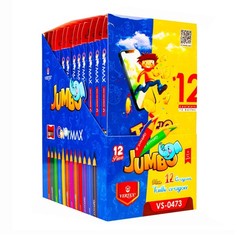 Vertex 12 Jumbo Colored Pencils Set Wood Drawing Art School Supplies + Sharpener