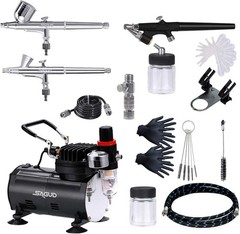 Airbrush Compressor Kit 3 Guns Gravity Siphon Feed Nail Cake