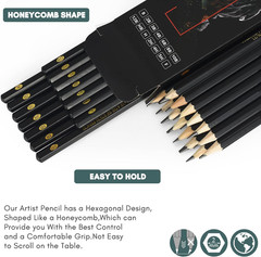 Drawing Pencils Set of 14 (B – 12B) Sketching Pencils for Drawing, Shading & Doo