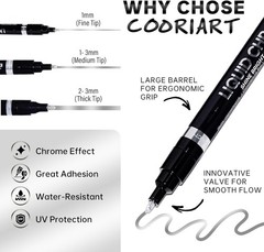 3PK Liquid Chrome Markers Set, Permanent Mirror Pens for Plastic, Metal, Art