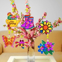 30 Sets Spring Flower Suncatcher Craft Kit Butterfly Sun Catcher DIY Window P…