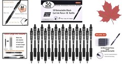 36 Piece Set of Black Gel Pens – Smooth Writing – Durable – Large Quantity