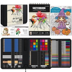 206 Drawing Set Sketching Kit,Art Supplies with 3-color Sketchbook & Coloring…