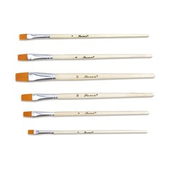 6 Pcs Nylon Paint Brushes Wood Handle Brushes Aluminum Watercolor (Flat Peak)