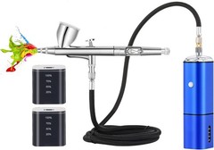 Cordless Auto Stop Airbrush Compressor Kit Dual Action